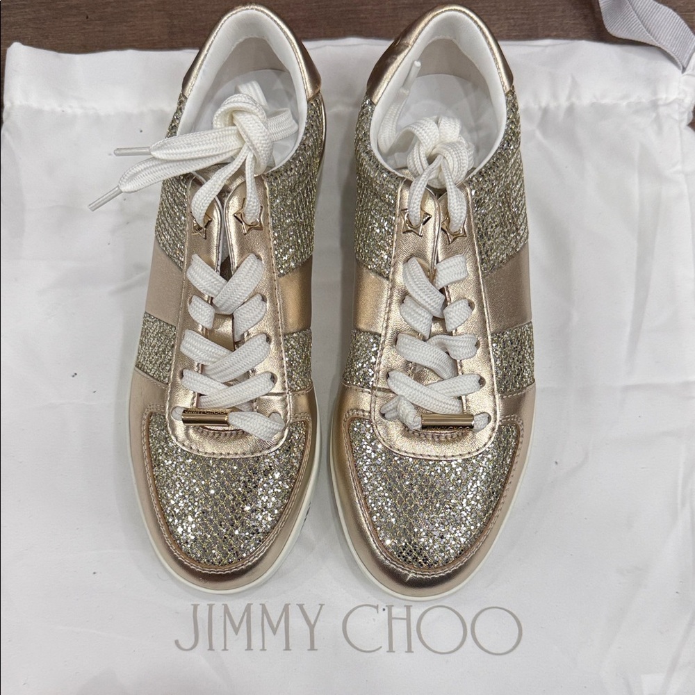 Jimmy Choo Sparkling Gold Sneakers